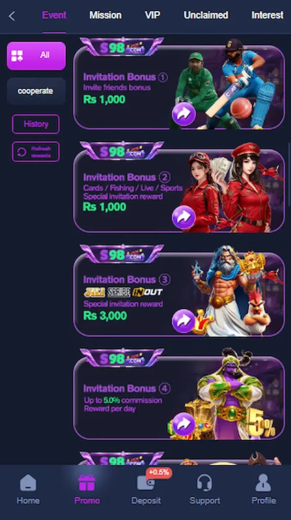 s98 game promo